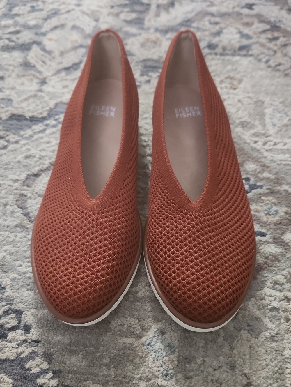 Eileen Fisher Rust Knit Slip-On Loafers